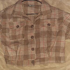 Crop plaid lightweight jacket